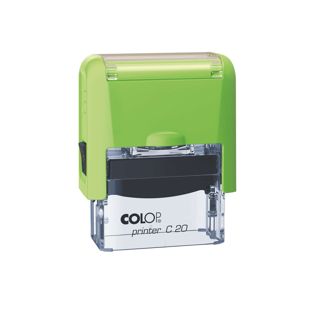 Antspaudas COLOP Printer C20, žalias korpusas, mėlyna pagalvėlė