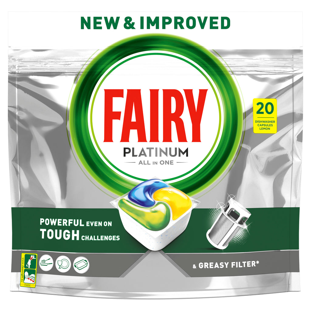 Automatinių indaplovių kapsulės FAIRY Platinum  LEMON, 20 vnt.