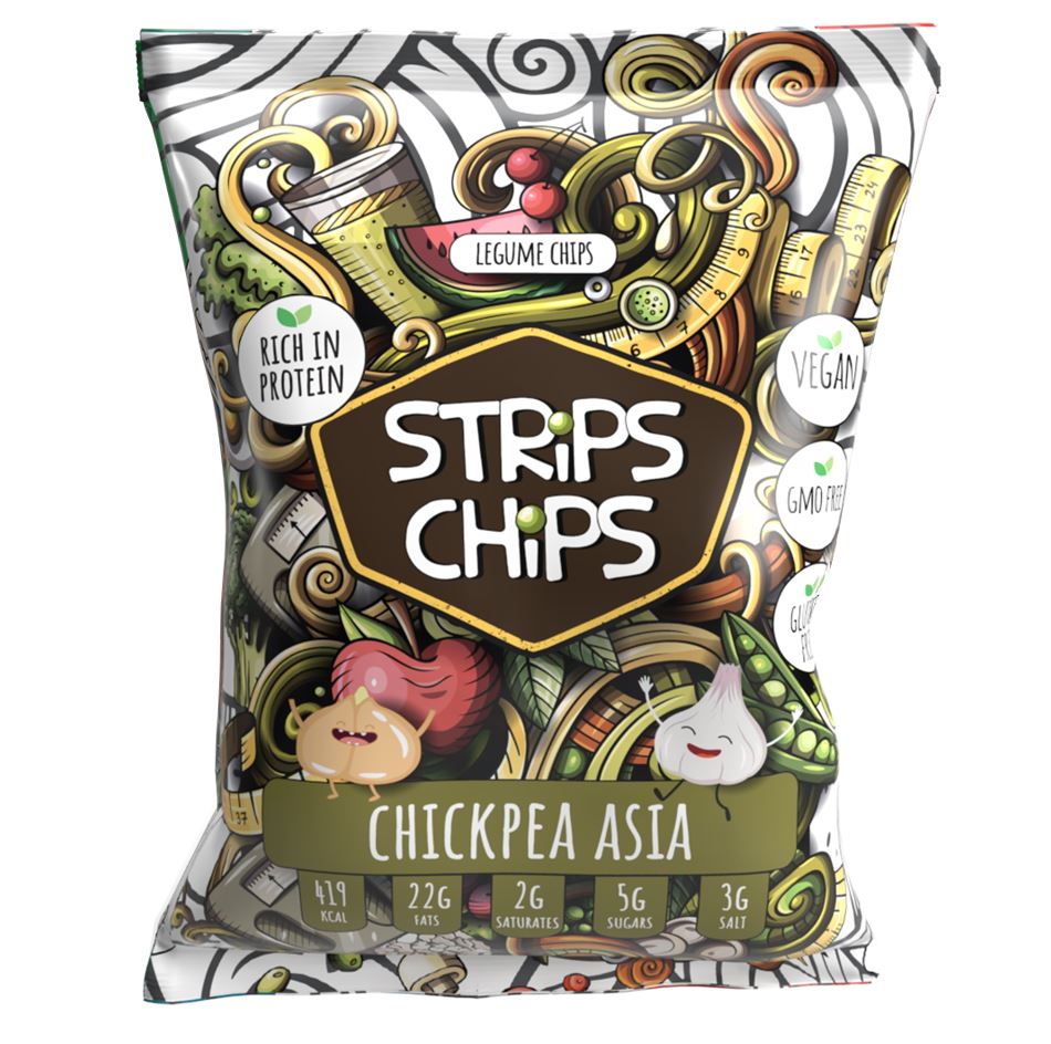 Traškučiai STRIPS CHIPS Azia, iš avinžirnių, 90 g