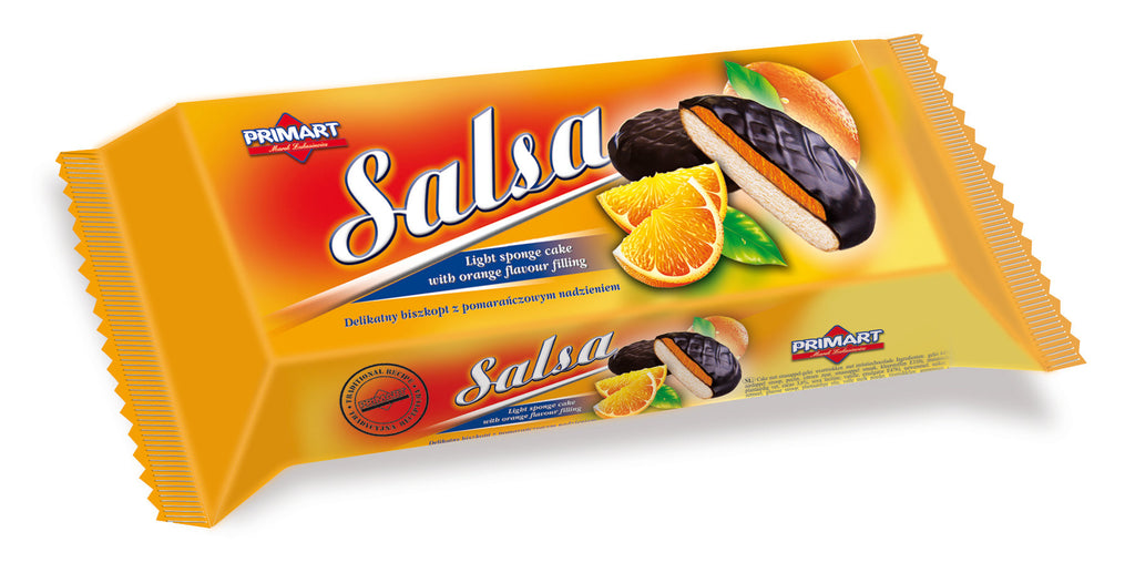 Sausainiai PRIMART Salsa, glaisyti, su apelsinų įdaru, 130 g