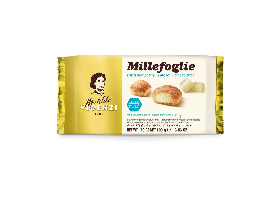 Sausainiai VICENZI, Millefoglie, su grietinėle, baltu šokoladu, 100 g