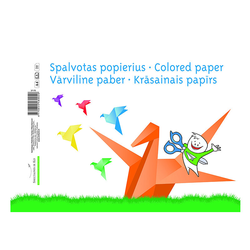 Spalvotas popierius SMLT, A4, 8 lapų, vienpusis.