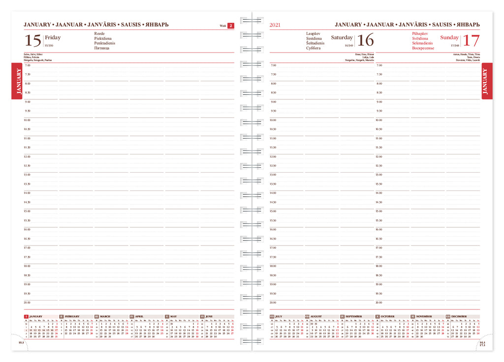 Kalendorius SENATOR DAY Spirex 2023, A4, PU, tamsiai ruda