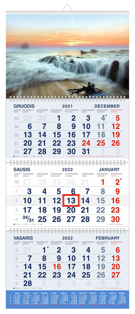 Pakabinamas kalendorius MOBILE SERVISS UPĖ 2023, 3 dalys