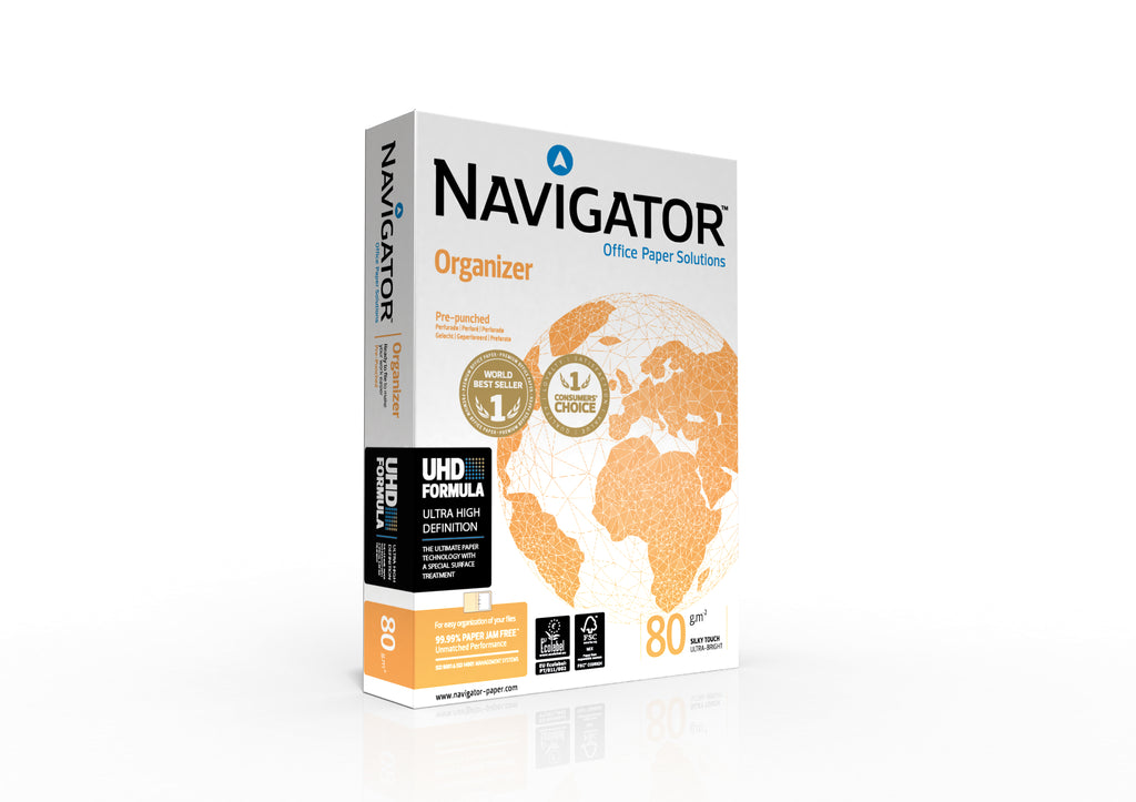 Popierius NAVIGATOR ORGANIZER A4 80g/m2, 500lapų/pakuotėje, iš anksto perforuotas 2 skylėmis