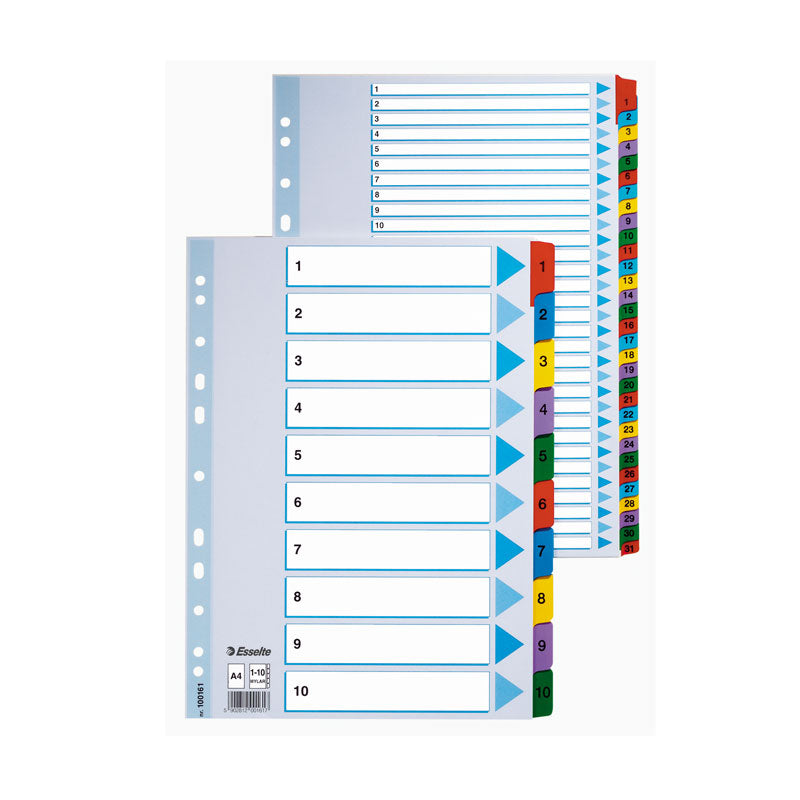Kartoniniai spalvoti skiriamieji lapai ESSELTE, 1-12, A4