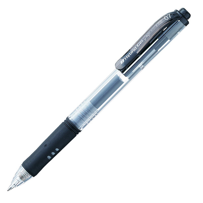 Automatinis rašiklis PENTEL HYBRID GEL GRIP K157, 0,7 mm., juoda, 2 vnt.