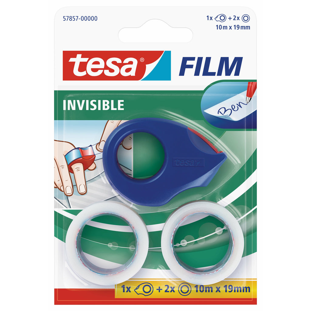 Permatoma lipni juostelė TESA Invisible Self-Adhesive Tape, 2vnt x 19mm x 10m,  su mažu dėklu