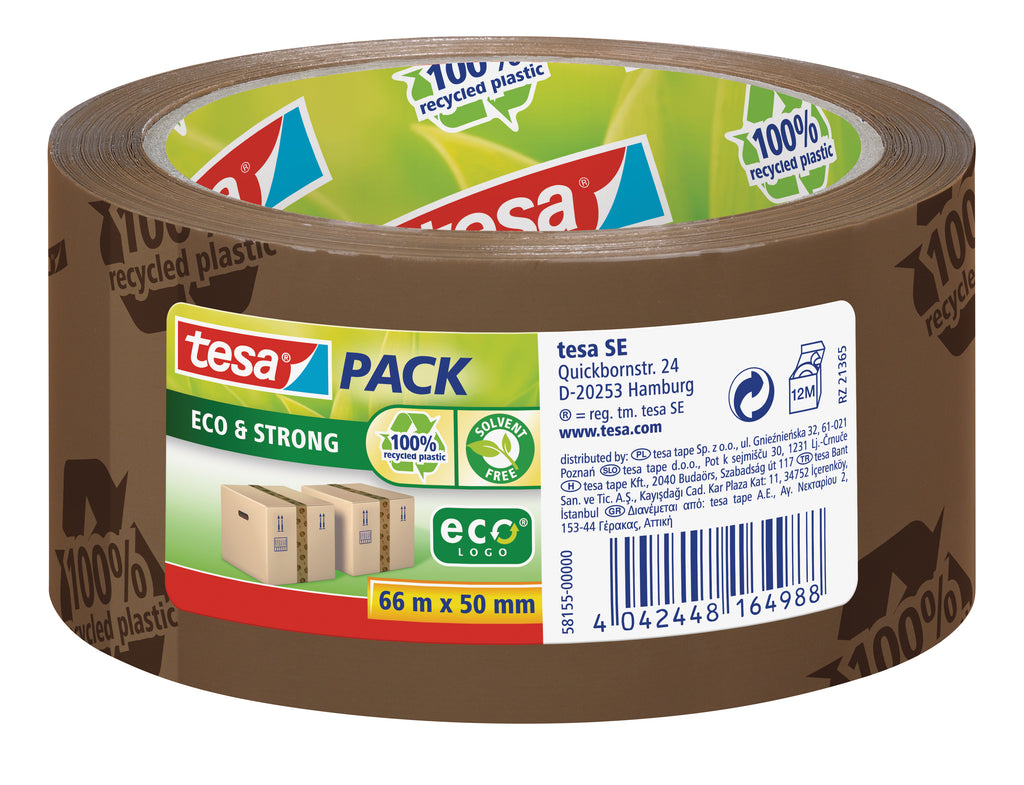 Ekologiška ir stipri pakavimo juosta TESA PACK Eco & Strong, 50mm x 66m, rudos sp.