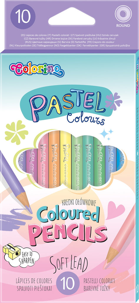 Spalvoti pieštukai COLORINO Pastel, 10 pastelinių spalvų