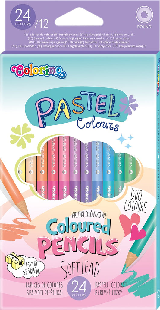 Spalvoti pieštukai Colorino Pastel, 12 vnt./24 spalvų