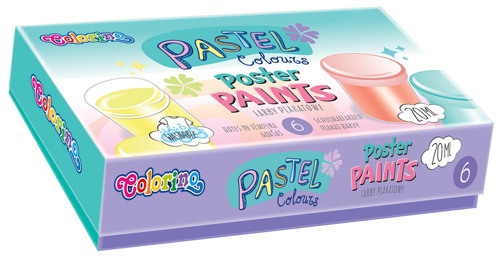 Guašas COLORINO Pastel, 6 pastelinių spalvų po 20 ml