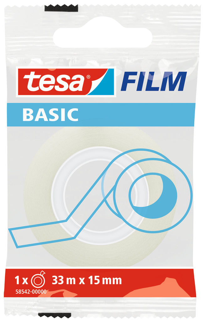 Lipni juosta TESA Film Basic, 15mm x 33m, skaidri