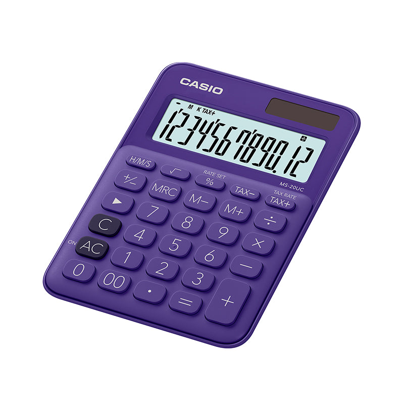 Stalinis skaičiuotuvas CASIO MS-20UC, 105x150x23 mm, violetinė sp.