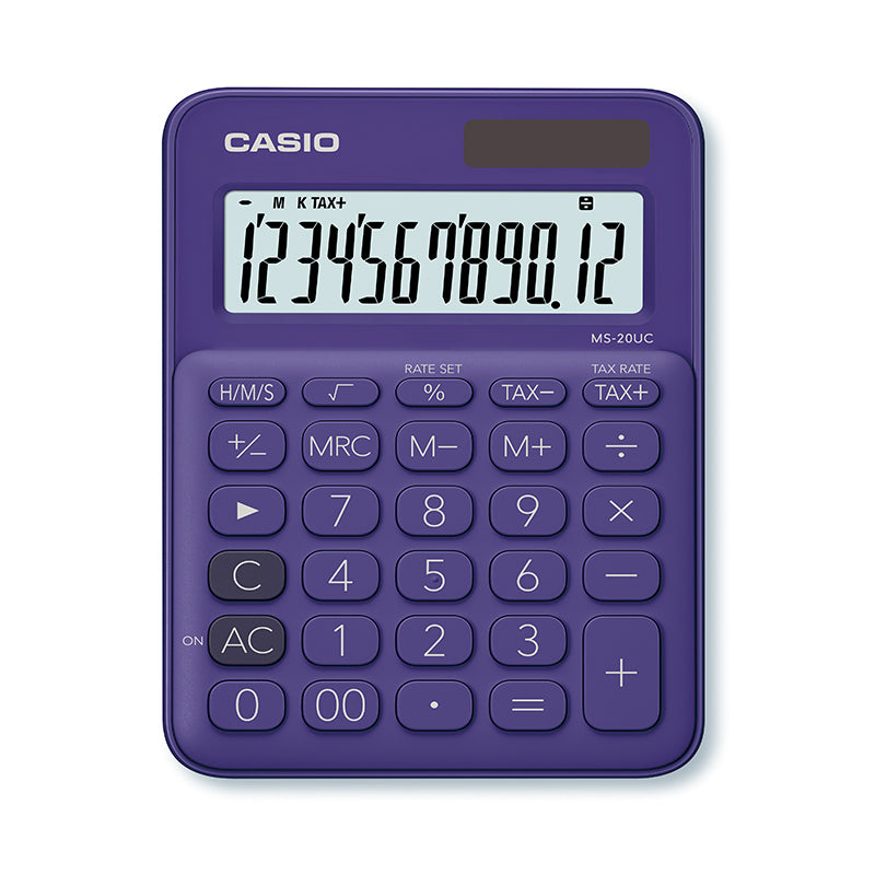 Stalinis skaičiuotuvas CASIO MS-20UC, 105x150x23 mm, violetinė sp.