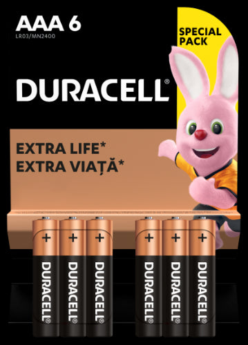 Baterijos DURACELL AAA, LR03, 6vnt