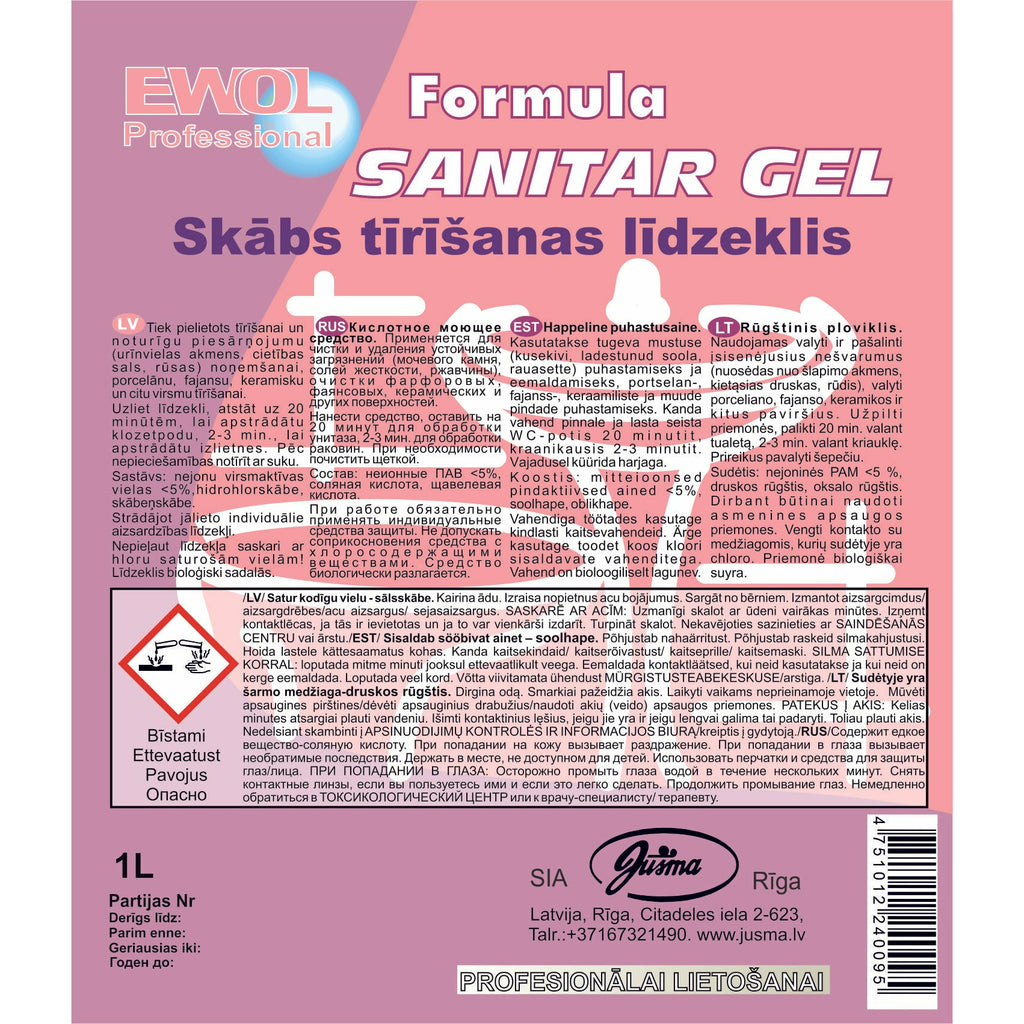 WC valiklis EWOL PROFESSIONAL Formula Sanitar gelinis 1 l