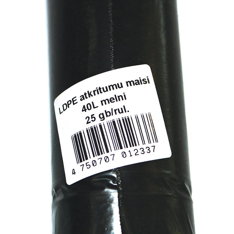 Šiukšlių maišai, 40 L, 25 vnt, LDPE, 30 mic, juodi