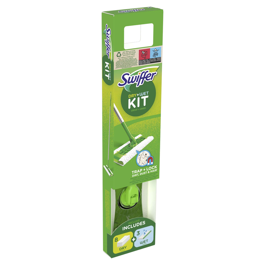 Swiffer Sweeper Starter Kit XXL: šluota,sausos serv.8vnt ir šlapios serv.3vnt