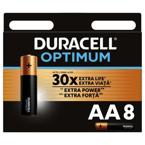 Baterijos DURACELL Optimum, AA, 8 vnt.