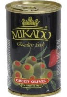 Alyvuogės MIKADO, įdarytos su paprika, M dydis, 300/120 g