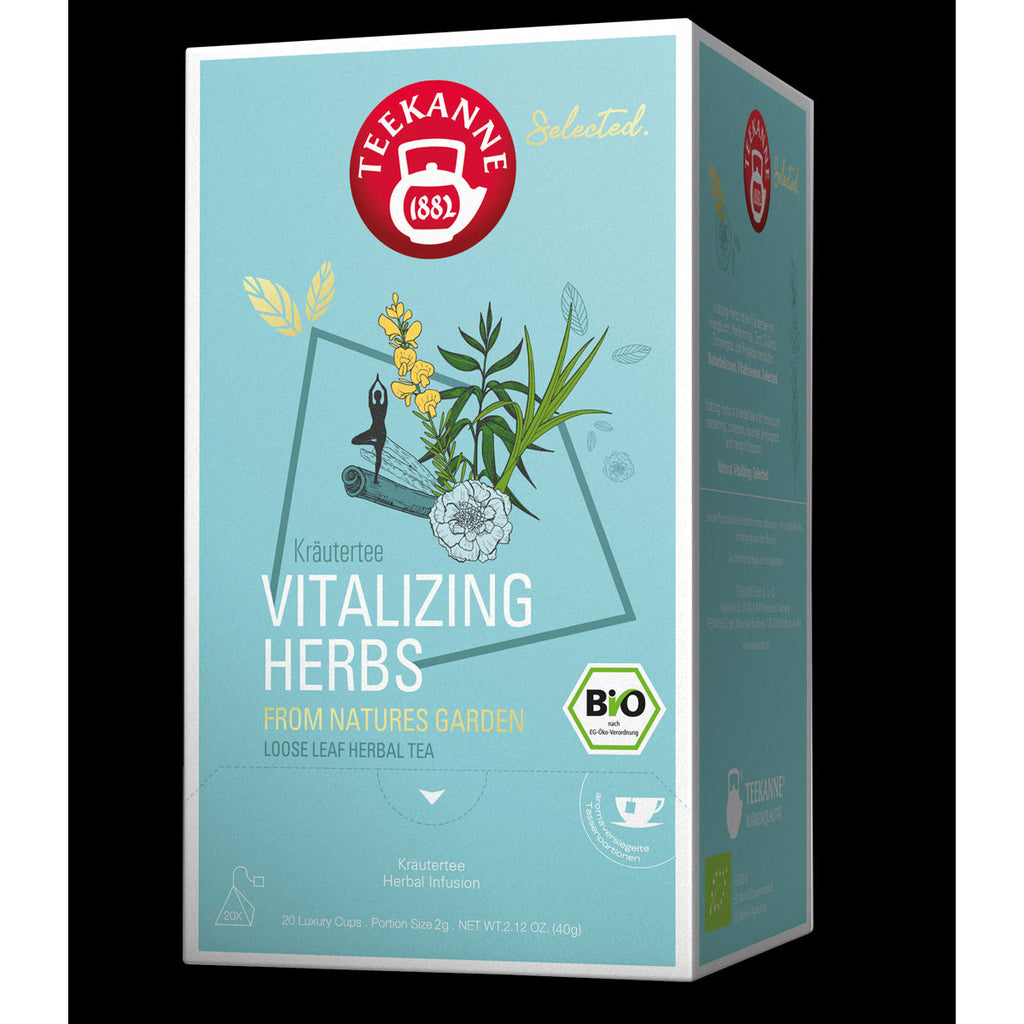 Juodoji arbata TEEKANNE "Mount Darjeeling RFA BIO“ Žolelių arbata TEEKANNE "Vitalizing Herbs BIO“ Luxury Cup 20 piramidžių 20x2g