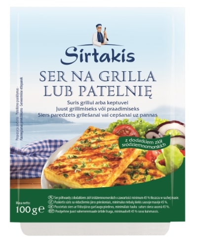 Sūris SIRTAKIS, kepimui, su žolelėmis,  45% riebumo, 100g