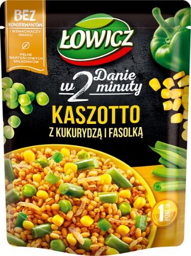 Paruoštos perlinės kruopos ŁOWICZ, su kukurūzais, šparaginėmis pupelėmis ir žirneliais, 250 g