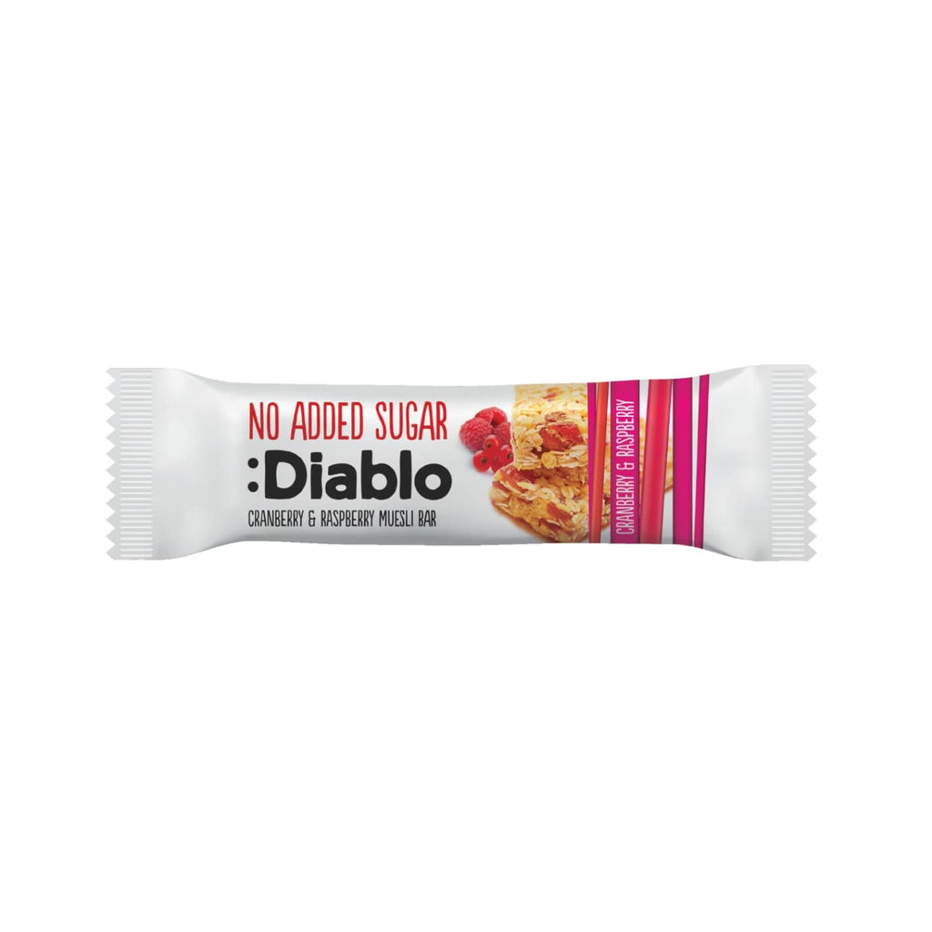 Musli batonėlis su spanguolėmis ir avieitmis, DIABLO, be pridėtinio cukraus, 30g