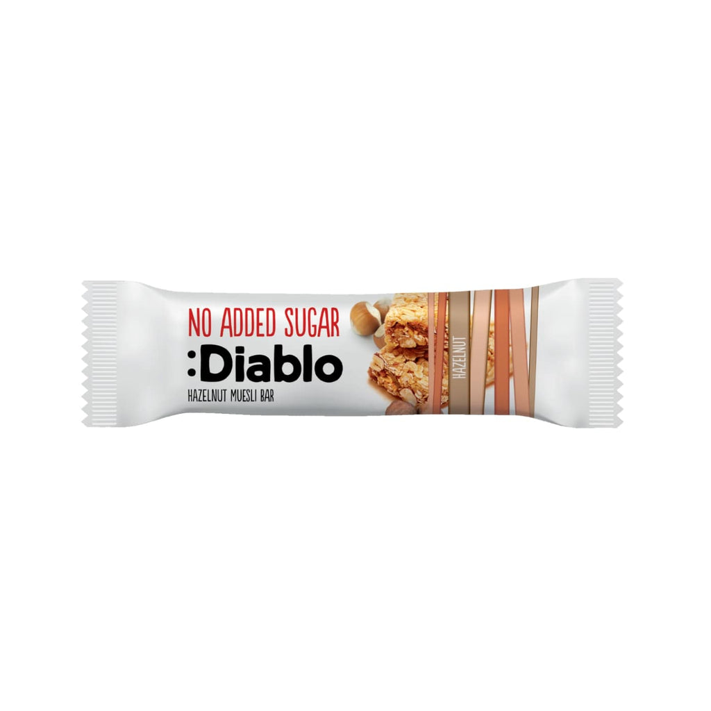 Musli batonėlis su lazdyno riešutais, DIABLO, be pridėtinio cukraus, 30g