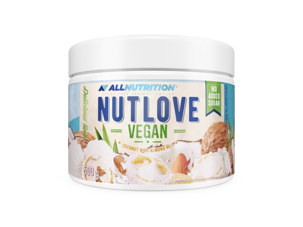 Veganiškas kremas NUTLOVE ALLNUTRITION su drožlėmis ir migdolais 500g