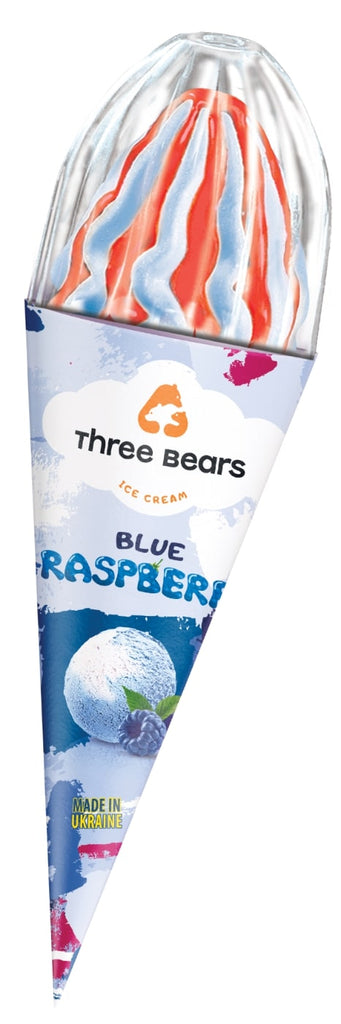 Valgomieji ledai THREE BEARS Blue Raspberry, vafliniame ragelyje, 150 g, 270 ml