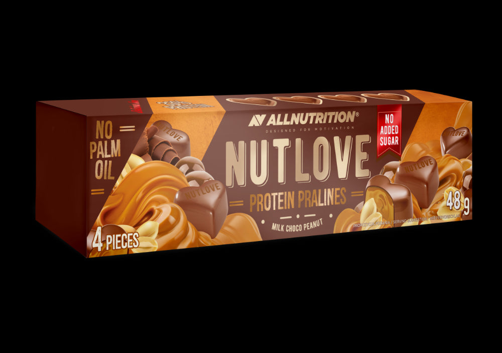 Proteininiai šokoladiniai saldainiai NUTLOVE ALLNUTRITION su karamele ir riešutais, 48 g