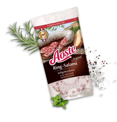 Vytinta kiaulienos dešra AOSTE Ring-Salami, a.r, 225g