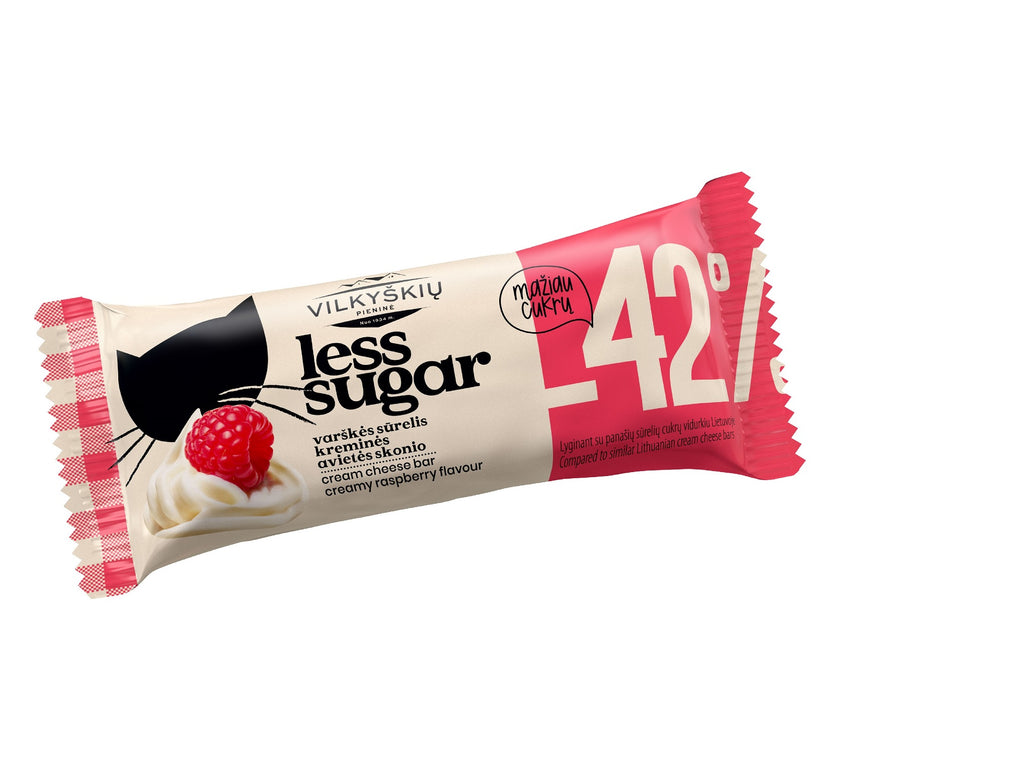 VILKYŠKIŲ varškės sūrelis LESS SUGAR kreminės avietės sk., 40 g