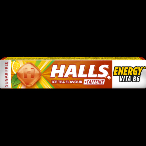 Becukriai juodosios arbatos skonio ledinukai HALLS, su citrina, vitaminu B6 ir kofeinu (0,1%), 32g