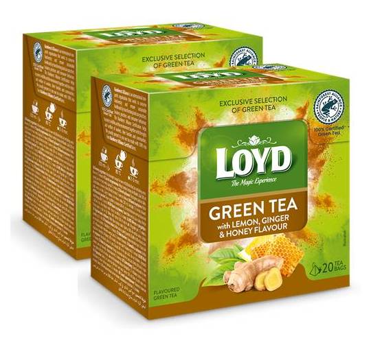 Žalioji arbata LOYD Green Lemon, Honey, Ginger 20x2g