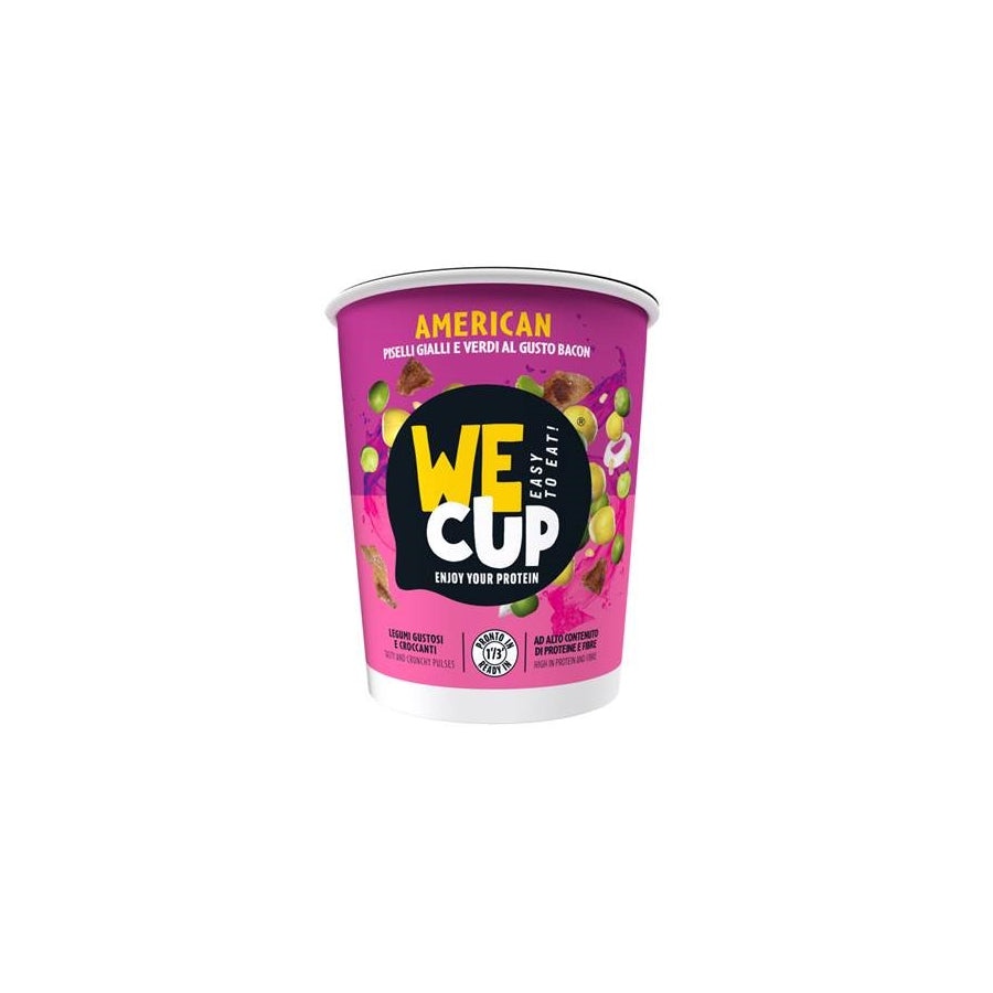 Geltonųjų ir žaliųjų žirnių košė WE CUP, kumpio skonio, American, 60g